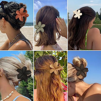 Sisiaipu Hair Clip, 6 Pcs Large Flower Claw Clips for Thick & Medium Hair, Hawaiian Flower Hair Clips, Beach Hair Accessories for Women and Girls - Basic - color: Basic