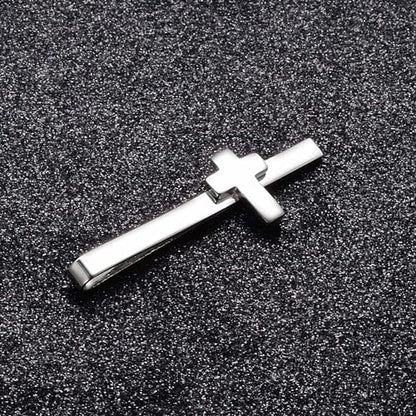 Gold Black Silver Cross Tie Clips For Men Unique Christian Catholic Tie Clip Cross Accessories For Men - style: silver crucifix tie clip