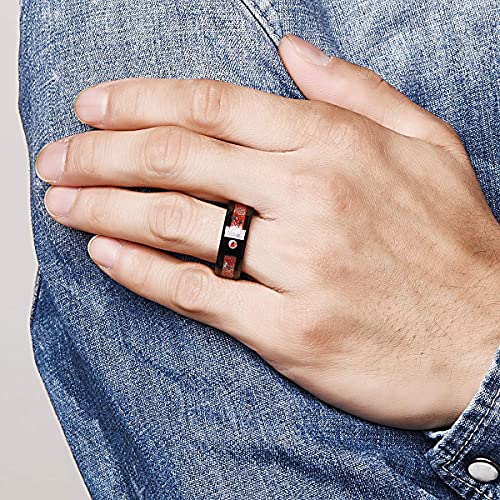 NUNCAD Men's Wedding Band 8mm Black Tungsten Carbide Ring Celtic Dragon Inlay Polished Finish Size 5-15 - color: A-Black & Red