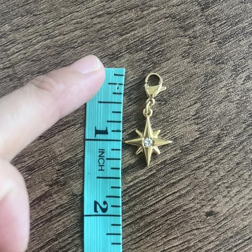 AMOBESTER 18K Gold Plated Gold North Star Zipper Pull Charms Stainless Steel Celestial Clip-On Charms for Jewelry Making, DIY Bracelets Necklaces