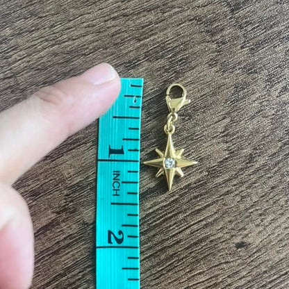 AMOBESTER 18K Gold Plated Gold North Star Zipper Pull Charms Stainless Steel Celestial Clip-On Charms for Jewelry Making, DIY Bracelets Necklaces