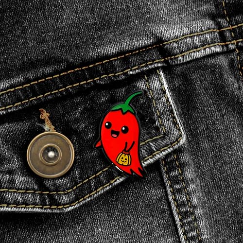 Enamel Pin for Backpack, Bag, Lapel, Kawaii Button Collector - style: Ghost Pepper