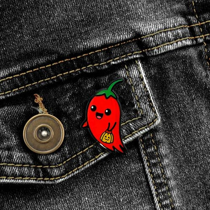 Enamel Pin for Backpack, Bag, Lapel, Kawaii Button Collector - style: Ghost Pepper