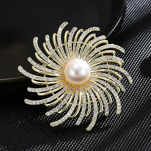 Brooches and Pins for Women Elegant Flower Pearl Brooches Costume Broches Jewelry Lady Christmas Pin for Women - style: Equinox Flower