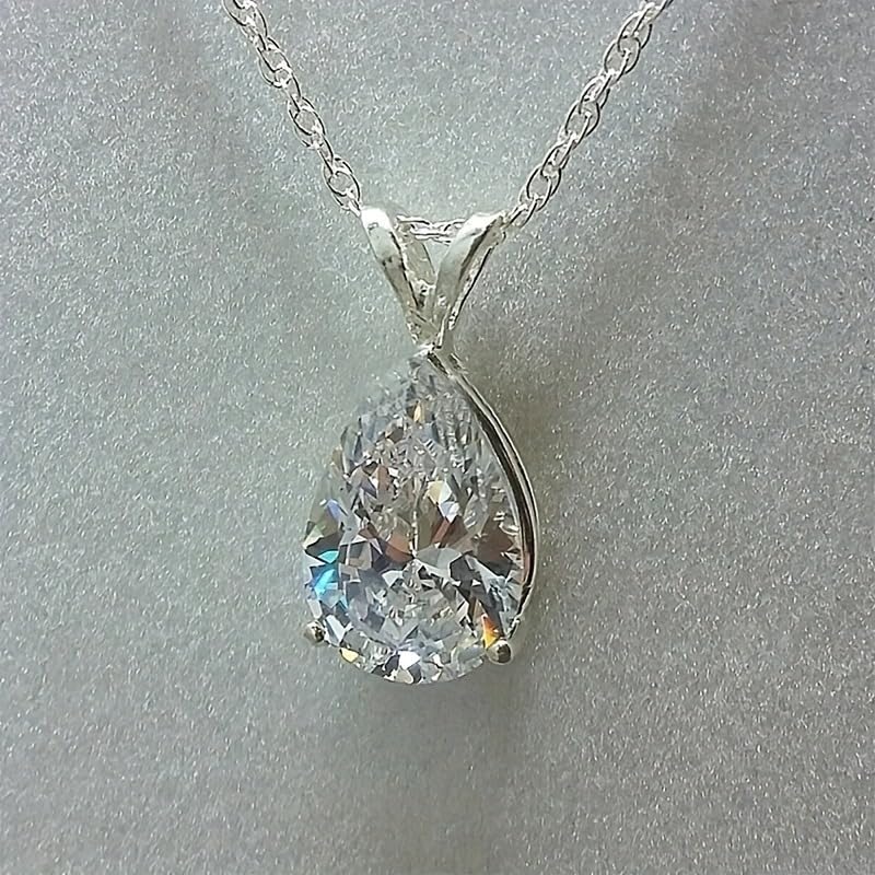 Exquisite Teardrop Zircon Pendant Necklace for Women Bridal Wedding Charm Necklace Jewelry Valentine's Day Gift - color: white