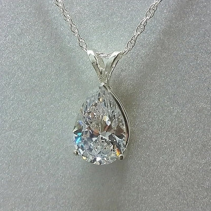 Exquisite Teardrop Zircon Pendant Necklace for Women Bridal Wedding Charm Necklace Jewelry Valentine's Day Gift - color: white