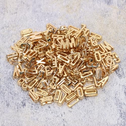 Alphabet Slide Letter Charms Initial A-Z Alphabet Beads for Flat Leather Bracelet Wristbands Necklace Pendant Keychain Mother’s Day Graduation Wedding Jewelry Making, 156PCS - color: KC Gold