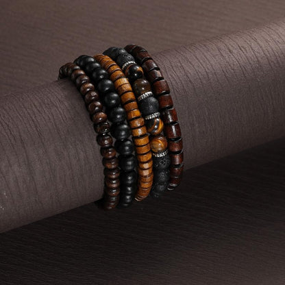 Vintage Stackable Bead Bracelet Set For Men Women Handmade Bohemian Style Multilayer Adjustable Elastic Bead Bracelet Fashion Punk Jewerly Gift - style: Style 1