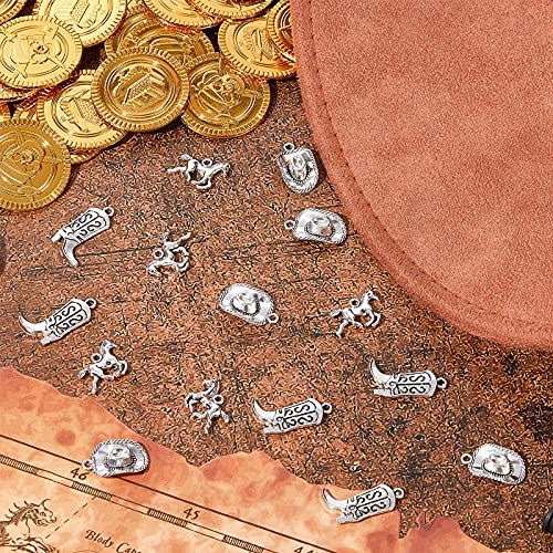 Junkin 90 Pieces Western Cowboy Charms for Jewelry Making Pendants Alloy Antique Boot Hat Silver Horse Cowboy Mini Cowgirl Charms for Earrings Bracelet Necklace