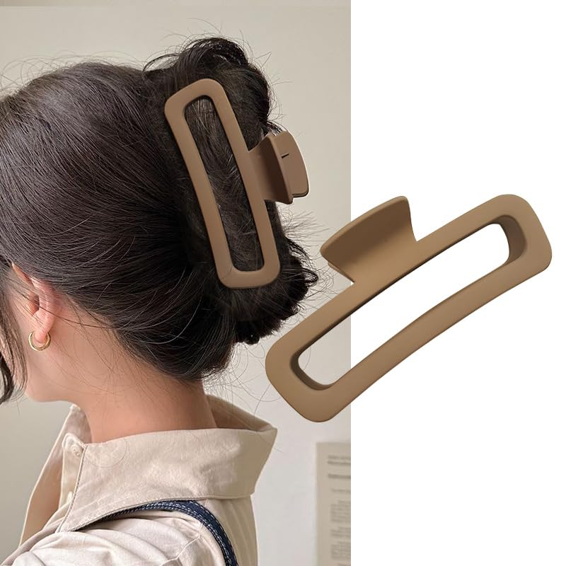 5 Inch Large Hair Claw Clips, No Slip Matte Square XL Hair Clips for Thick Long Curly Hair, Women's Big Rectangle Strong Clips, 4 Pack - color: A5 5 inch