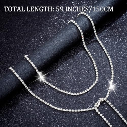 Rhinestone Chain Gold Body Chain Crystal Necklace Chain Body Accessories for Women - color: Silver body chain