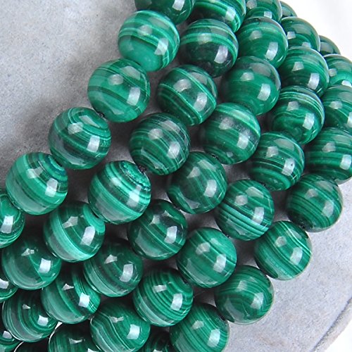 MASSIVE BEADS Natural Healing Power Gemstone Crystal Beads Unisex Adjustable Macrame Bracelets - color: Natural Malachite, size: 8mm