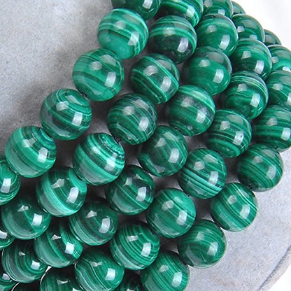 MASSIVE BEADS Natural Healing Power Gemstone Crystal Beads Unisex Adjustable Macrame Bracelets - color: Natural Malachite, size: 6mm