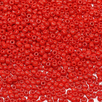 Bala&Fillic Red Color 3mm Seed Beads About 3600pcs/100Grams in Bag, 8/0 Glass Craft Beads for Making Bracelet and Necklace (Red) - color: Red