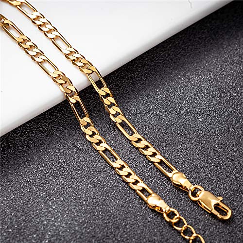 kelistom Initial Ankle Bracelets for Women Men, 18K Gold Plated Figaro Cuban Link Anklet Bracelet for Women Custom Name Gold Anklet with Initials