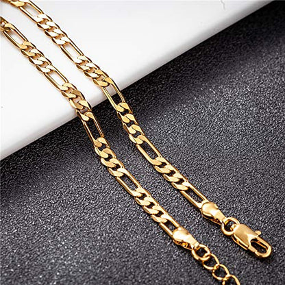 kelistom Initial Ankle Bracelets for Women Men, 18K Gold Plated Figaro Cuban Link Anklet Bracelet for Women Custom Name Gold Anklet with Initials