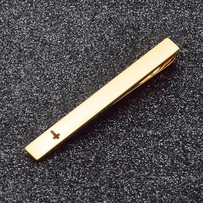 Unique Cross Tie Clips For Men Silver Black Gold Religious Christian Tie Clips For Men's Tie Accessories - style: gold cross tie clip