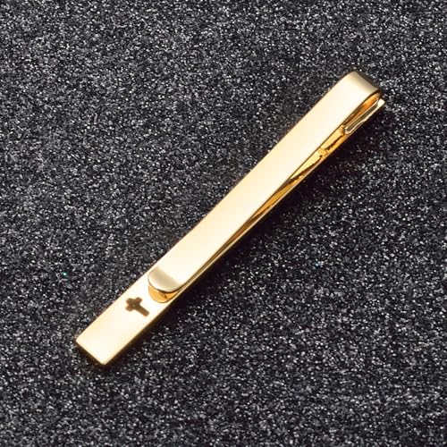 Unique Cross Tie Clips For Men Silver Black Gold Religious Christian Tie Clips For Men's Tie Accessories - style: gold cross tie clip