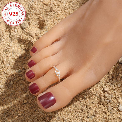 Shysnow 925 Sterling Silver Toe Rings for Women Minimalist 14K Gold Plated Heart Waterproof Adjustable Foot Ring Dainty Summer Beach Barefoot Jewelry Jewelry Gifts