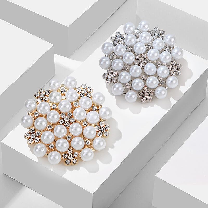 Delicate Pearl Crystal Brooch Pins for Women Girls Dance Balls Wedding Bridal Jewelry - color: A Gold