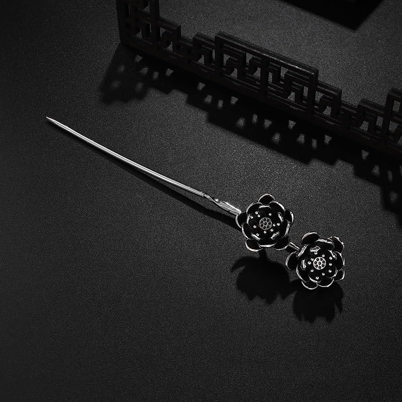 Hairpin Lotus Silver Chinese Hanfu Handmade - 1pcs 6.3inch Hair Stick, Hair Fork, Hair Clip, Hair Accessories for Women Girls Long Hair - color: Lotus