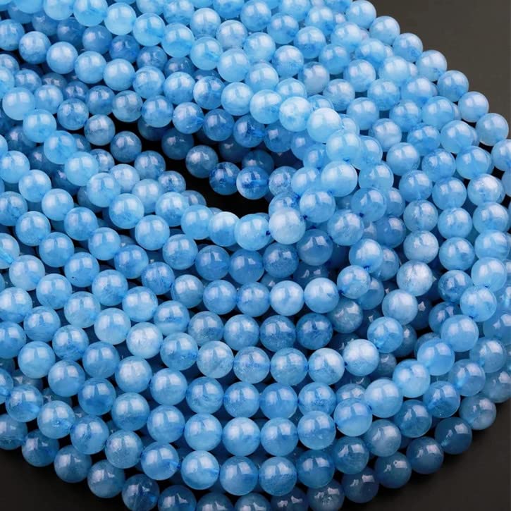 Zenkeeper 108 Pcs Natural Aquamarine Beads for Jewelry Making 8 MM Authentic Blue Aquamarine Loose Gemstones Beads - color: Aquamarine, size: 8MM, 108pcs