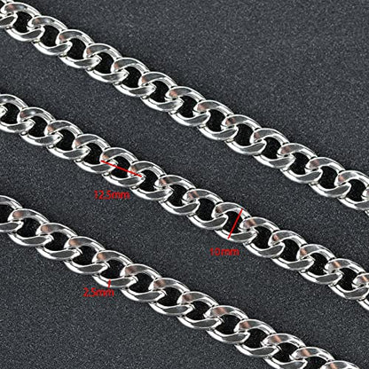 UMAOKANG 16.4 Feet Stainless Steel 10MM Cuban Chains for Jewelry Making | Silver Heavy Duty Chain Bulk Chunky Curb Cuban Link Men Hip Hop Necklace Bracelet DIY Chain Jump Rings Lobster Clasps Set - color: Silver Twist 10mm