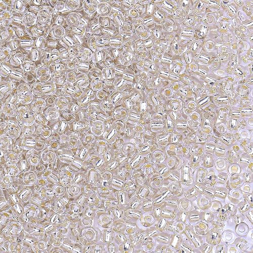 2000pcs Glass Seed Beads Bulk, 4mm 6/0 Mini Pony Spacer Small Individual Color Seed Beads for DIY Bracelet Necklaces Wrist Jewelry Making, Frosted Silver White - color: Frosted Silver White