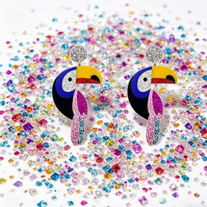 Cute Acrylic Tropical Fish Earrings Creative Parrot Hornbill Drop Dangle Earrings Stylish Animal Statement Earrings Daily Wear Jewelry for Women - color: Hornbill