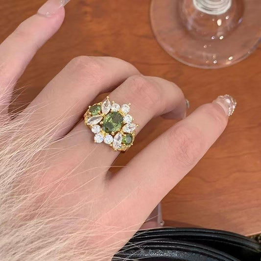 1PCS Adjustable Open Ring Stackable Thin Band Statement Ring Assorted Shape Minimalist Dainty Finger Rings - color: Green, style: #1