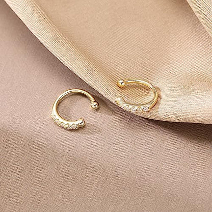 SLUYNZ Sterling Silver No Piercing Earrings Cuff for Women Cartilage Earrings Helix Earrings - color: A-18K Gold Plated