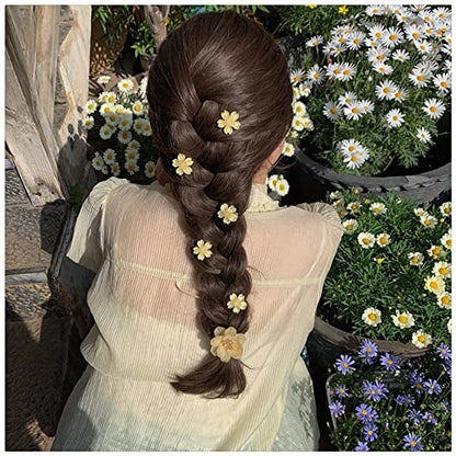 Jumwrit Flower Hair Clips Cute Snap Hair Clips Hawaii Flower Hair Clip 5PCS Hair Barrettes for Women Girls Flower Hair Accessories Clips（Yellow）