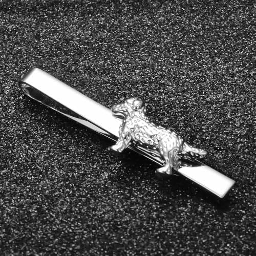 Silver Tie Clip for Mens Stainless Steel Novelty Feather Bat Bee Tie Bar Suitable For Necktie Bar Clip - style: Dog Tie Clip