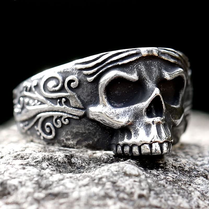 2023 Skull Ring Cool Evil Death Punk Rock Stainless Steel Rings Aly Style Jewelry - style: R1114