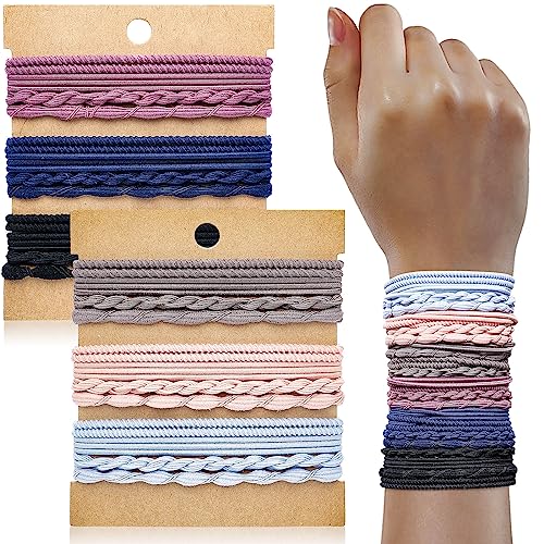 KANPRINCESS Boho Hair Ties Set, 24 Pcs Hair Tie Bracelet for Girls and Women, Soft Nylon Cotton Hair Ties, Hair Bands for Ponytails, Daily Life, Sport, Cooking, Working - color: [UNSPECIFIED]