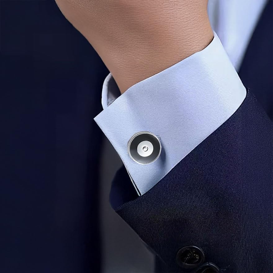 Cufflinks for Men, Stainless Steel Classic Black Pearl, Blue Carbon Fiber CuffLinks men's accessories, Great Gift for Father, Husband - style: Classic black