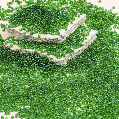2mm Glass Seed Beads Bulk, Green Transparent 12/0 Tiny Round Seed Bead, Small Mini Pony Craft Beads for Bracelet Necklace Wrist Jewelry Making Beading Weaving DIY Crafts Supplies - color: Green Transparent