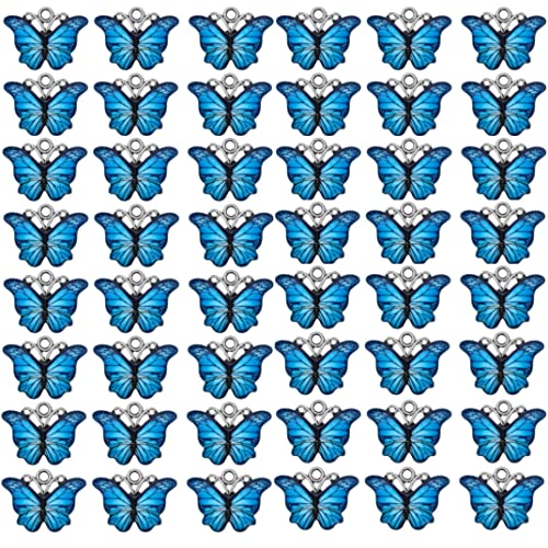 Zhiheng 50 Pack Alloy Butterfly Charms Monarch Butterfly Enamel Pendant Beads for Jewelry Making DIY Earring Necklace Bracelets Accessories Wine Charms - color: Skyblue