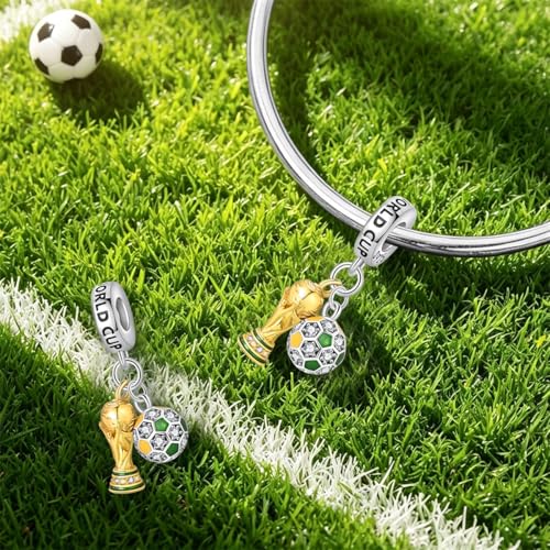 Pandach 925 Sterling Silver Charms for Bracelets and Necklaces Travel Round The World Beads Charms Relaxation Dangle Pendant,Jewelry Beads Gifts for Women - style: World Cup Charm