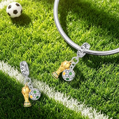Pandach 925 Sterling Silver Charms for Bracelets and Necklaces Travel Round The World Beads Charms Relaxation Dangle Pendant,Jewelry Beads Gifts for Women - style: World Cup Charm