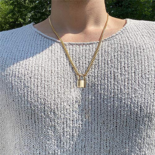 Turandoss Dainty Layered Choker Necklace, Handmade Y Pendant Necklace Multilayer Bar Disc Necklace Adjustable Layering Choker Necklaces for Women - style: 2PCS - Key&Lock