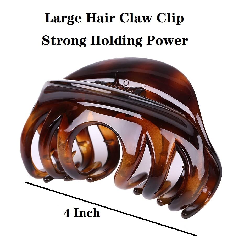 4" Large Hair Claw Clip-Acrylic Strong Holding Power Hair Clips Hairgrip for Women and Girls Hair Barrettes for For Thick Hair (C-Amber) - color: C-Amber