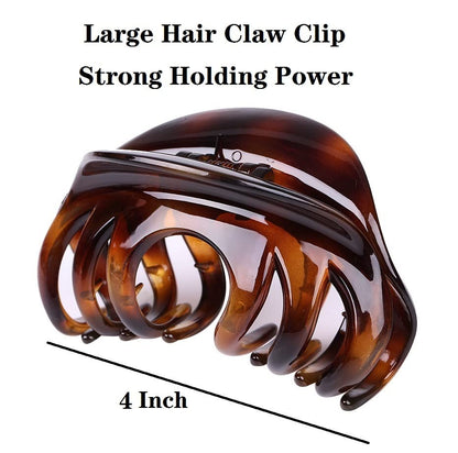 4" Large Hair Claw Clip-Acrylic Strong Holding Power Hair Clips Hairgrip for Women and Girls Hair Barrettes for For Thick Hair (C-Amber) - color: C-Amber