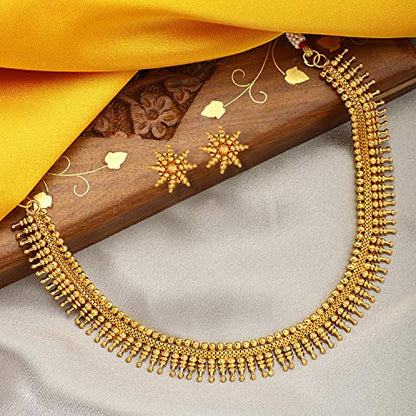 Aheli Bollywood Traditional Gold Tone Short Necklace Earrings Jewelry Set Gift for Women Wedding Party Ethnic Fashion Wear - color: Gold 28