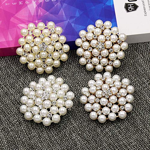 COLORFUL BLING Elegant Imitation Pearl Floral Crystal Brooch Pin for Wedding Bridal Fashion Jewelry - color: Gold
