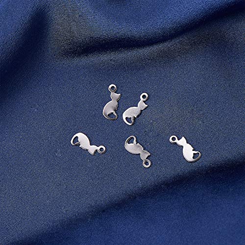 LiQunSweet 20 Pcs 304 Stainless Steel Tiny Double Side Charms Cat Pet Animal Small Pendants for Jewelry Making Earrings Necklace Bracelet DIY Crafting - 13x5.5mm - color: Cat Charms_13mm