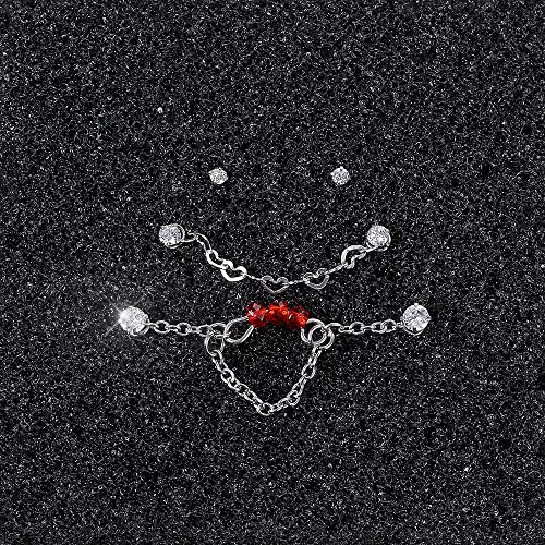 PunkTracker 20G Nose Rings 2mm 2.5mm 3mm CZ Nose Studs | with Chains Surgical Steel Nose Piercing Jewelry Nose Ring Studs - style: Silver, Nose Screw, B