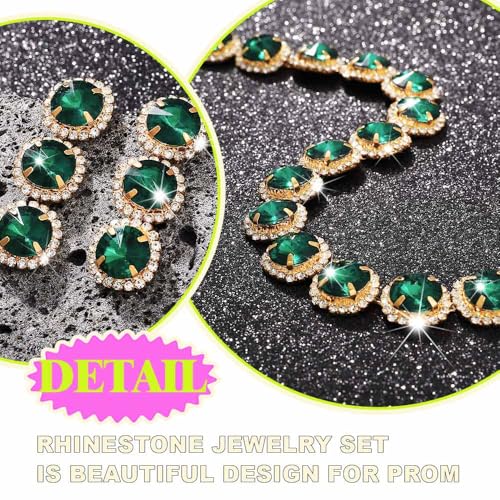 Sixexey Rhinestone Crystal Jewelry Set Green Jewelry for Women | Bridal Wedding Prom Jewelry Accessories for Women