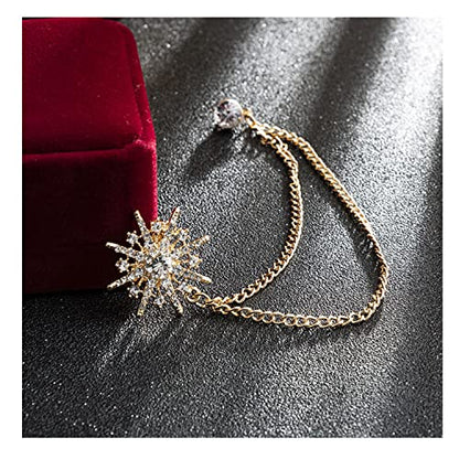 Collar Chain Pin for Men and Women - Hanging Tassel Brooch Lapel Pin for Business Suits - Bar Pin With Long Chain - Gifts - color: E: gold