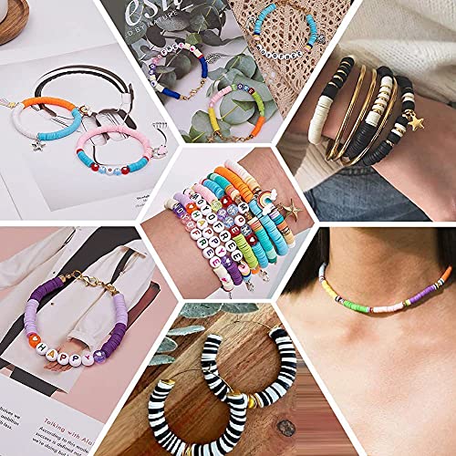MIIIM Boho Neutral Clay Bead Bracelet Kit, Heishi Beads, Flat Clay Beads and Gold Spacer Beads for Jewelry Making, Friendship Bracelet Beads Kit for Valentine's Day, Crafts, Raves, Gifts - color: Boho Neutral